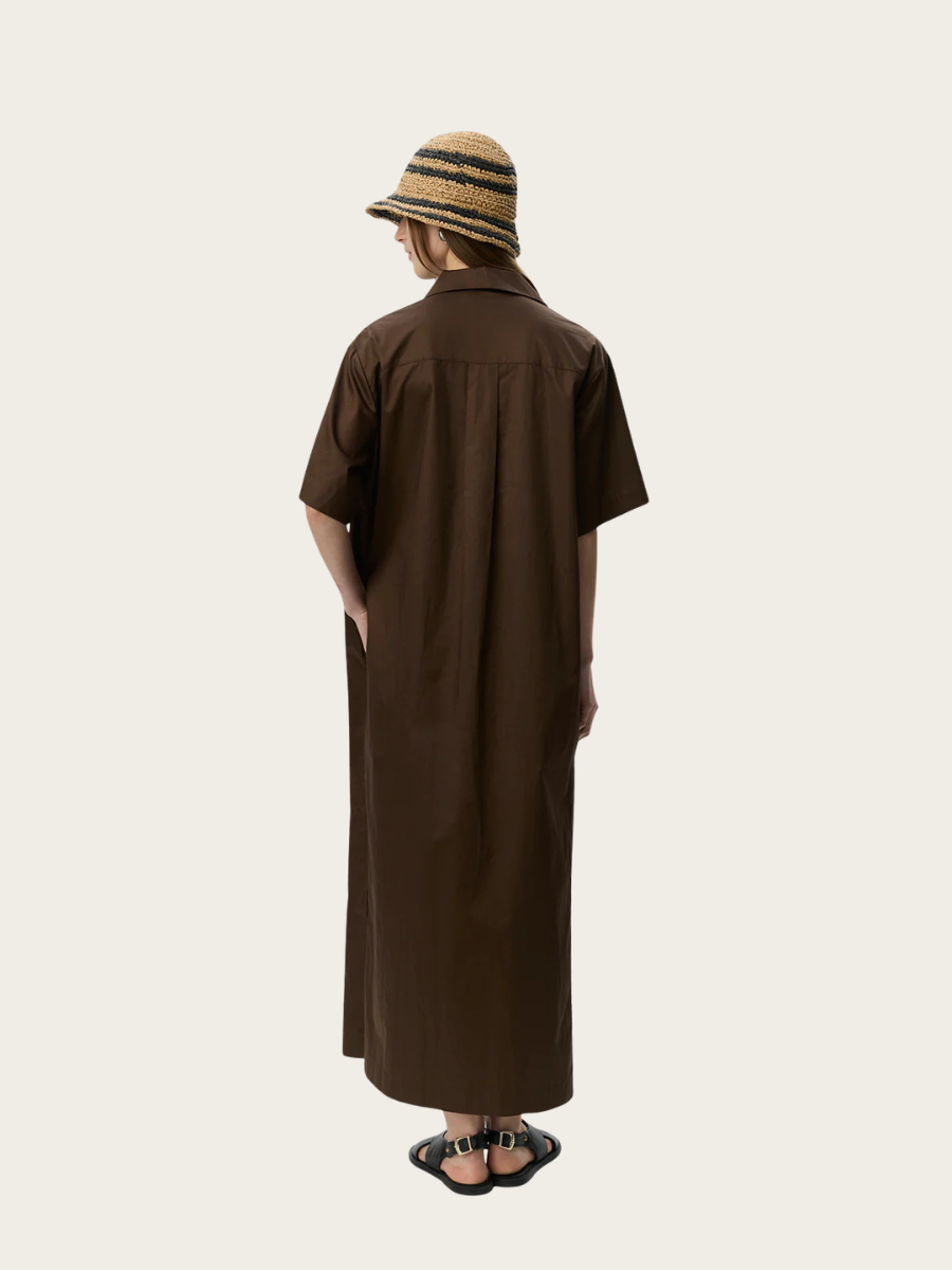 ASANA OVERSIZE SHIRT DRESS, INTENSE BROWN