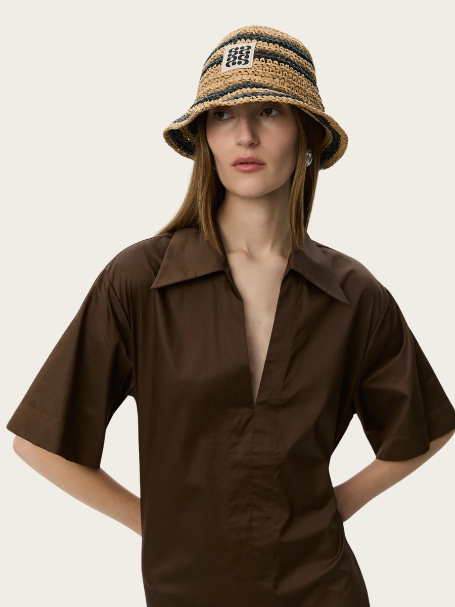 ASANA OVERSIZE SHIRT DRESS, INTENSE BROWN