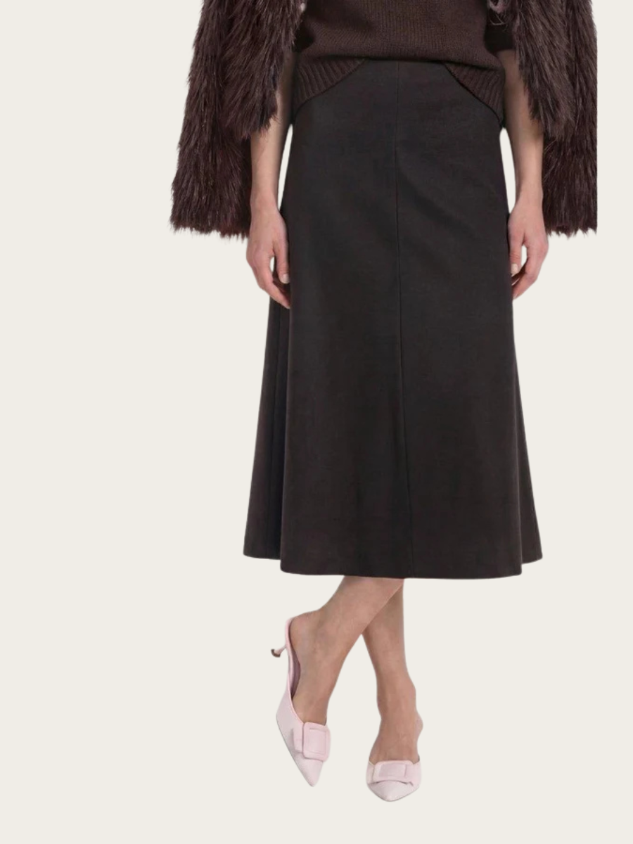 WOOL JERSEY SKIRT, CHOCOLATE BROWN