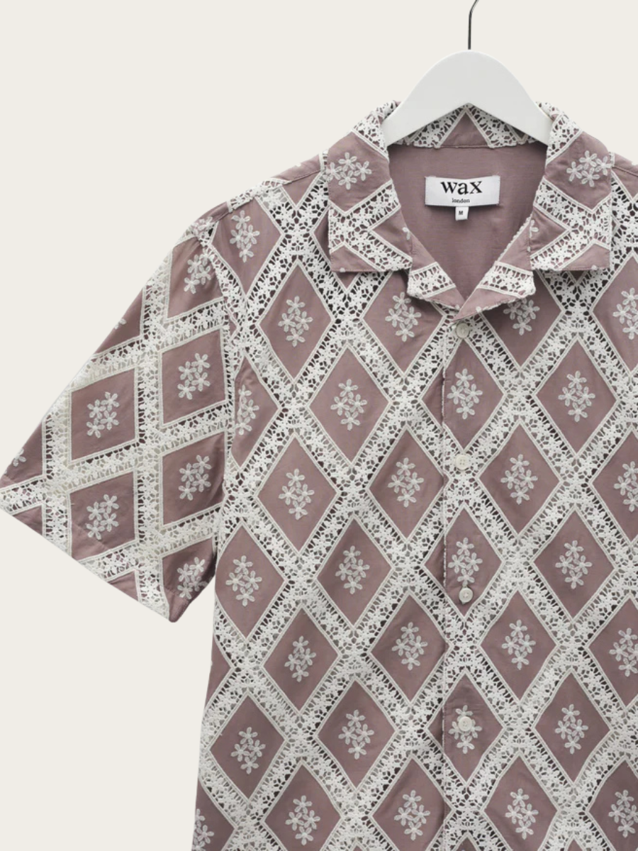 DIDCOT SS SHIRT, TAUPE/ECRU