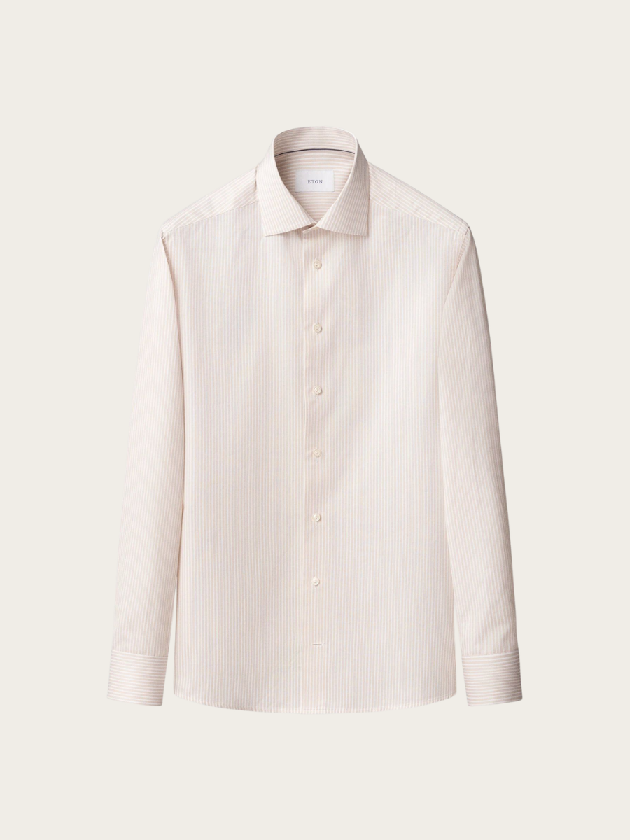 STRIPED SIGNATURE TWILL SHIRT, BEIGE