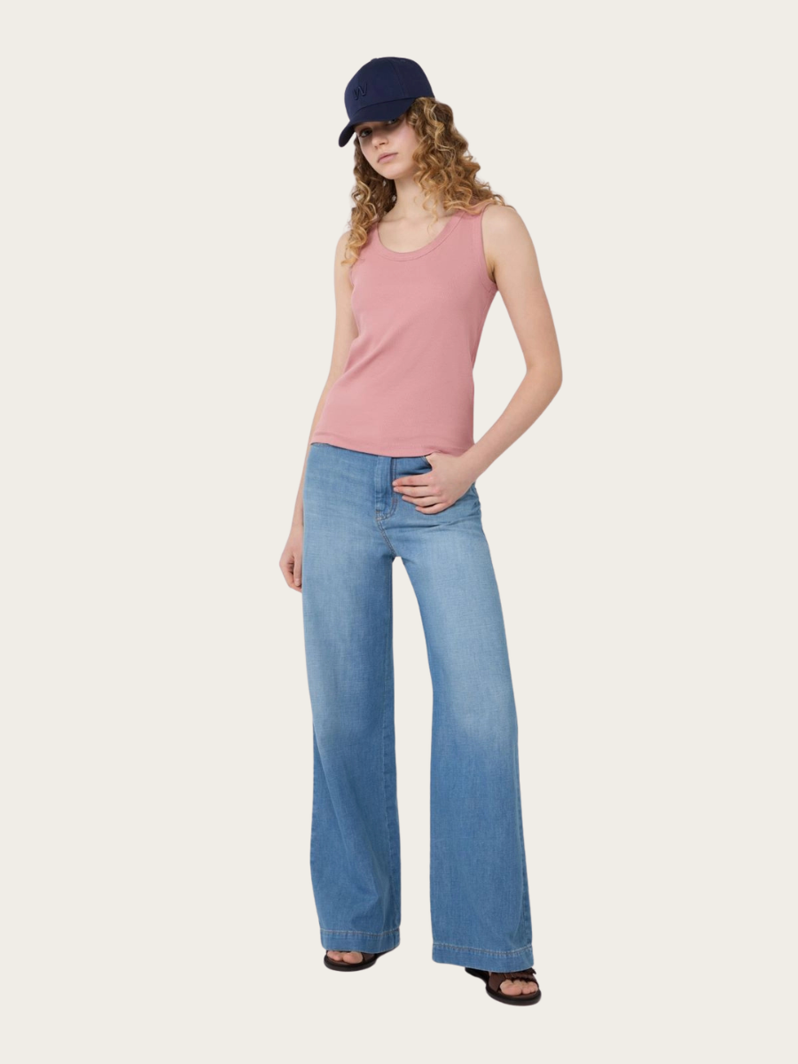 MULTIC STRETCH COTTON TOP, ANTIQUE ROSE