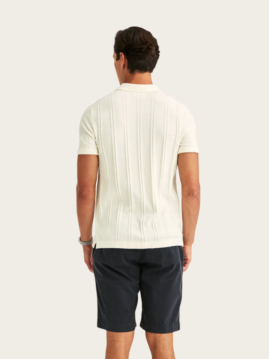 CLAYTON KNITTED SS SHIRT, OFF WHITE