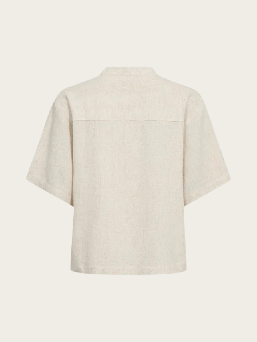 MILES BLOUSE, OYSTER WHITE MELANGE