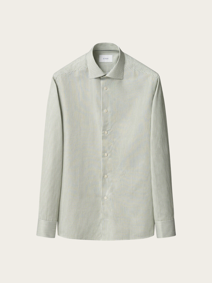 STRIPED SIGNATURE TWILL SHIRT, GREEN