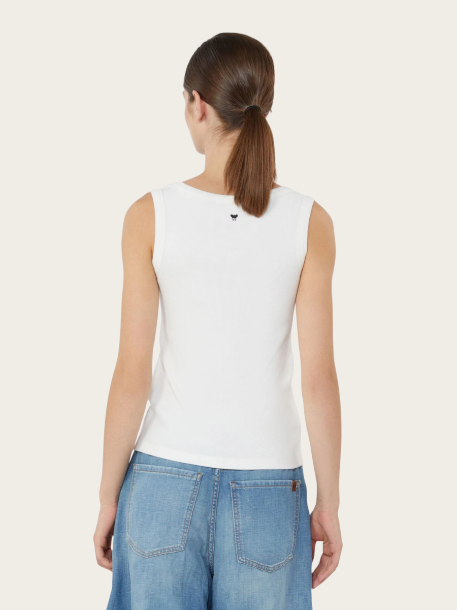 MULTIC STRETCH COTTON TOP, WHITE