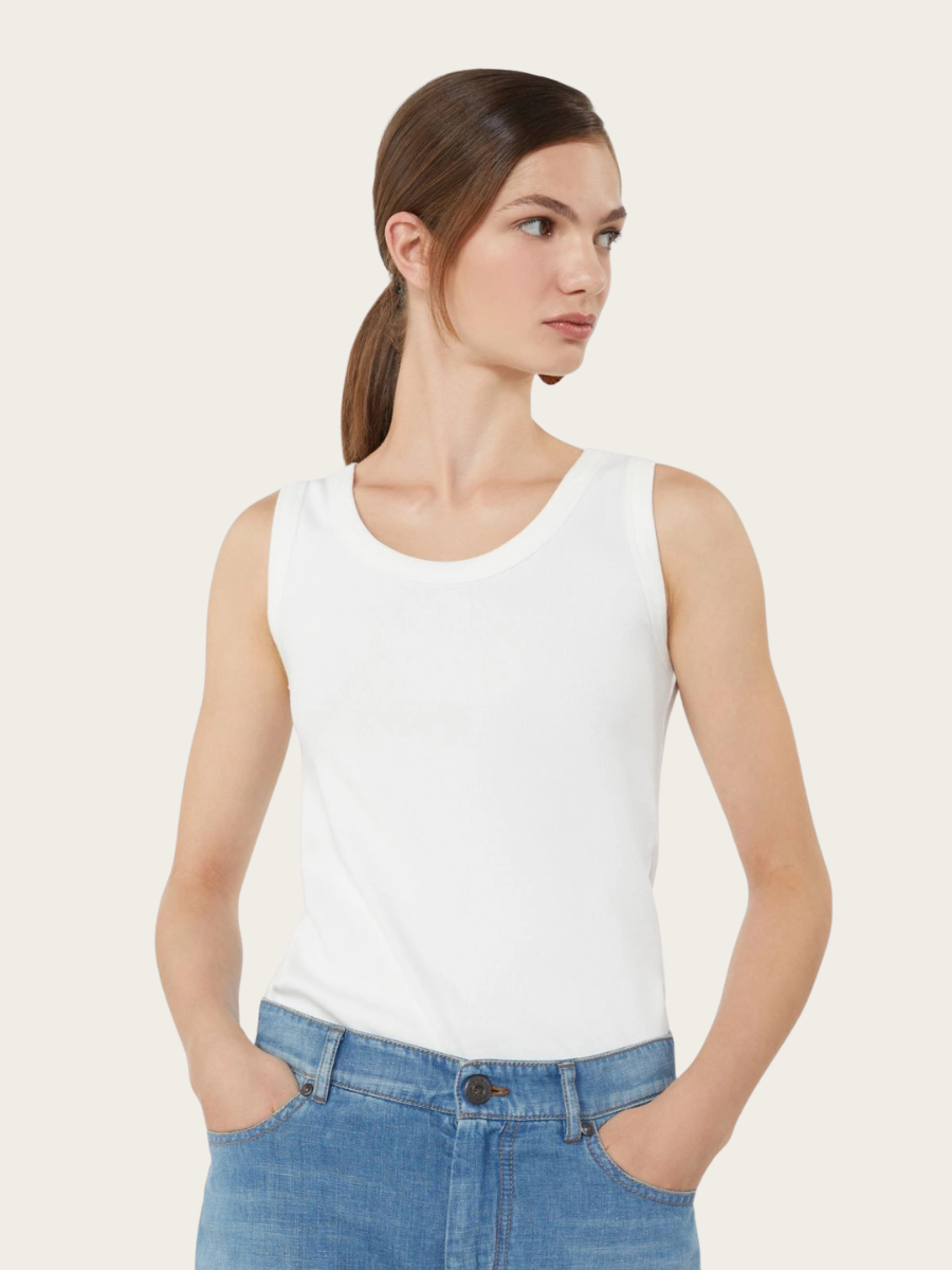 MULTIC STRETCH COTTON TOP, WHITE
