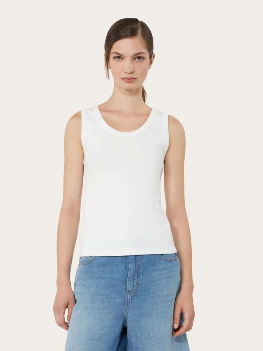 MULTIC STRETCH COTTON TOP, WHITE