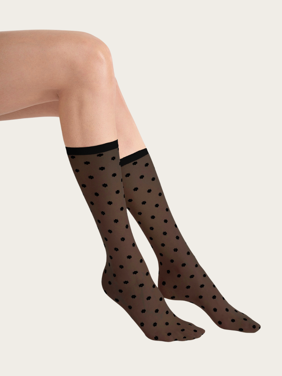 DAISY SOCKS, BLACK/BLACK
