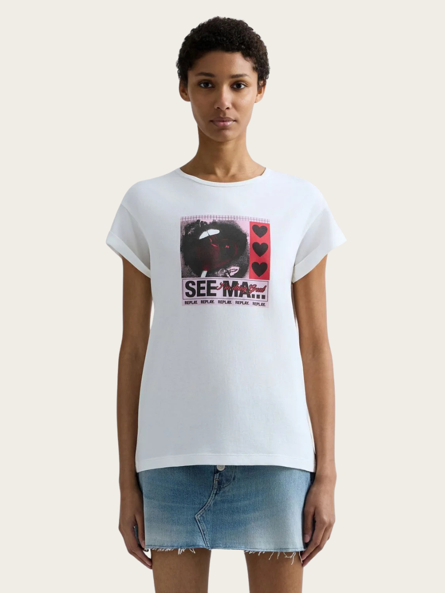 PHOTO-PRINT JERSEY T-SHIRT, NATURAL WHITE
