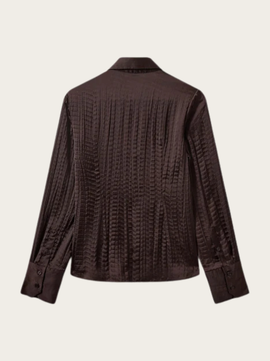 WILDA FITTED SHIRT, DARK BROWN