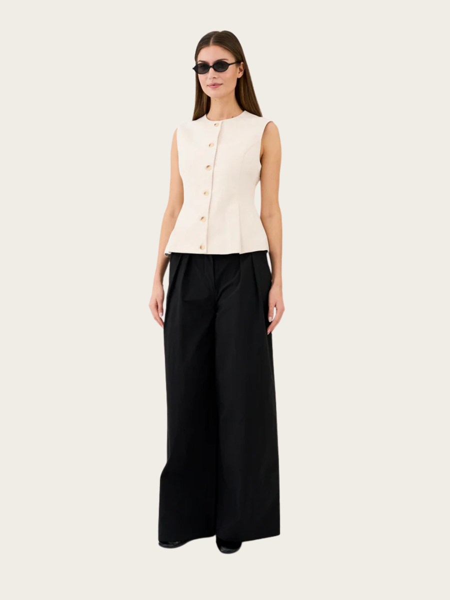 ALLIE FRENCH WIDE PANT, BLACK