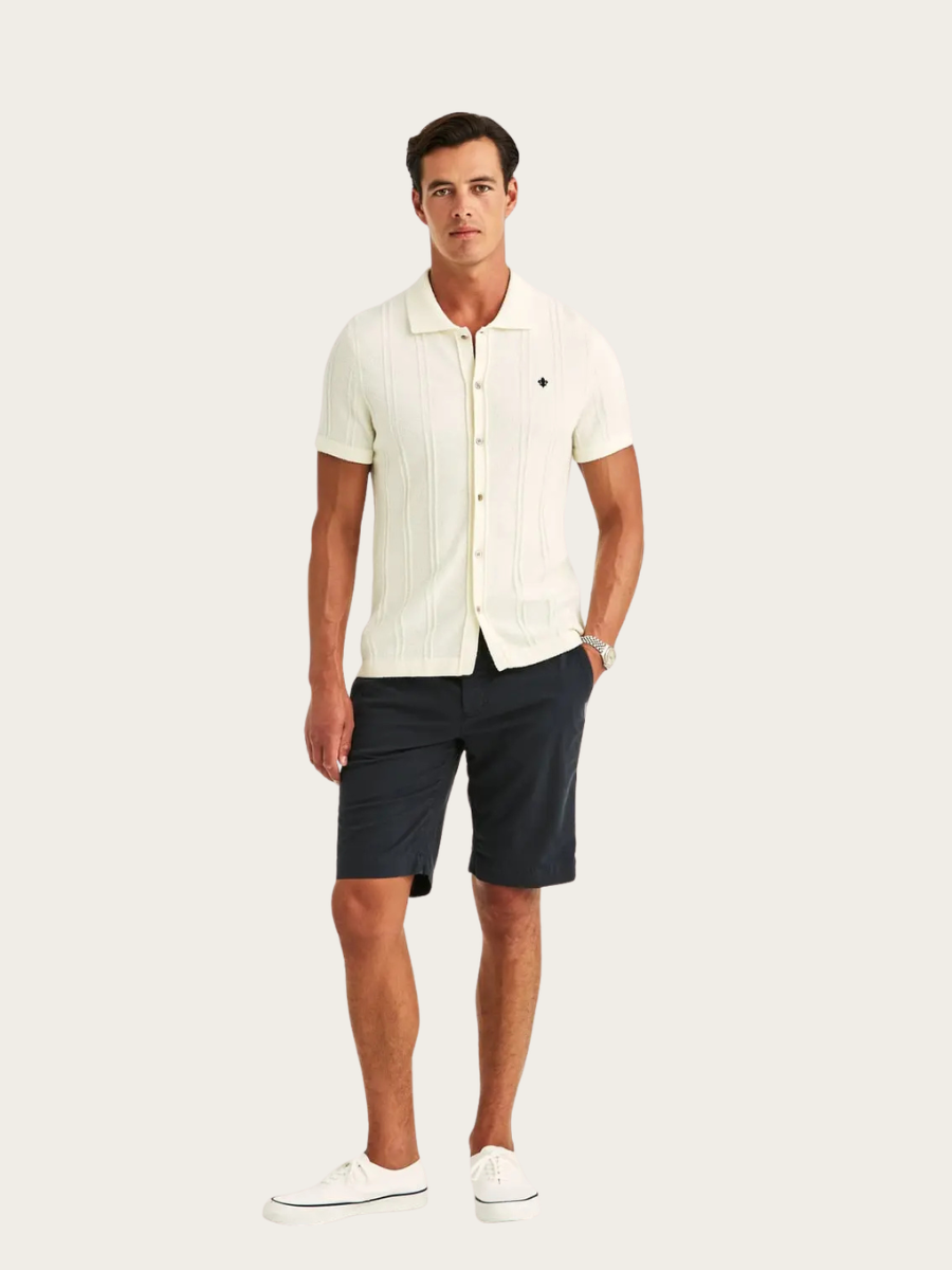 CLAYTON KNITTED SS SHIRT, OFF WHITE