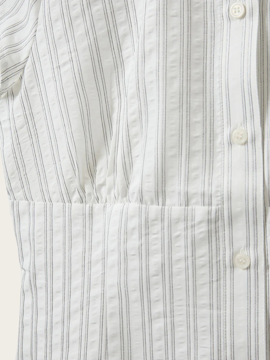LILYAN STRIPED SLIM FIT SHIRT, OFF WHITE/BLACK STRIPE