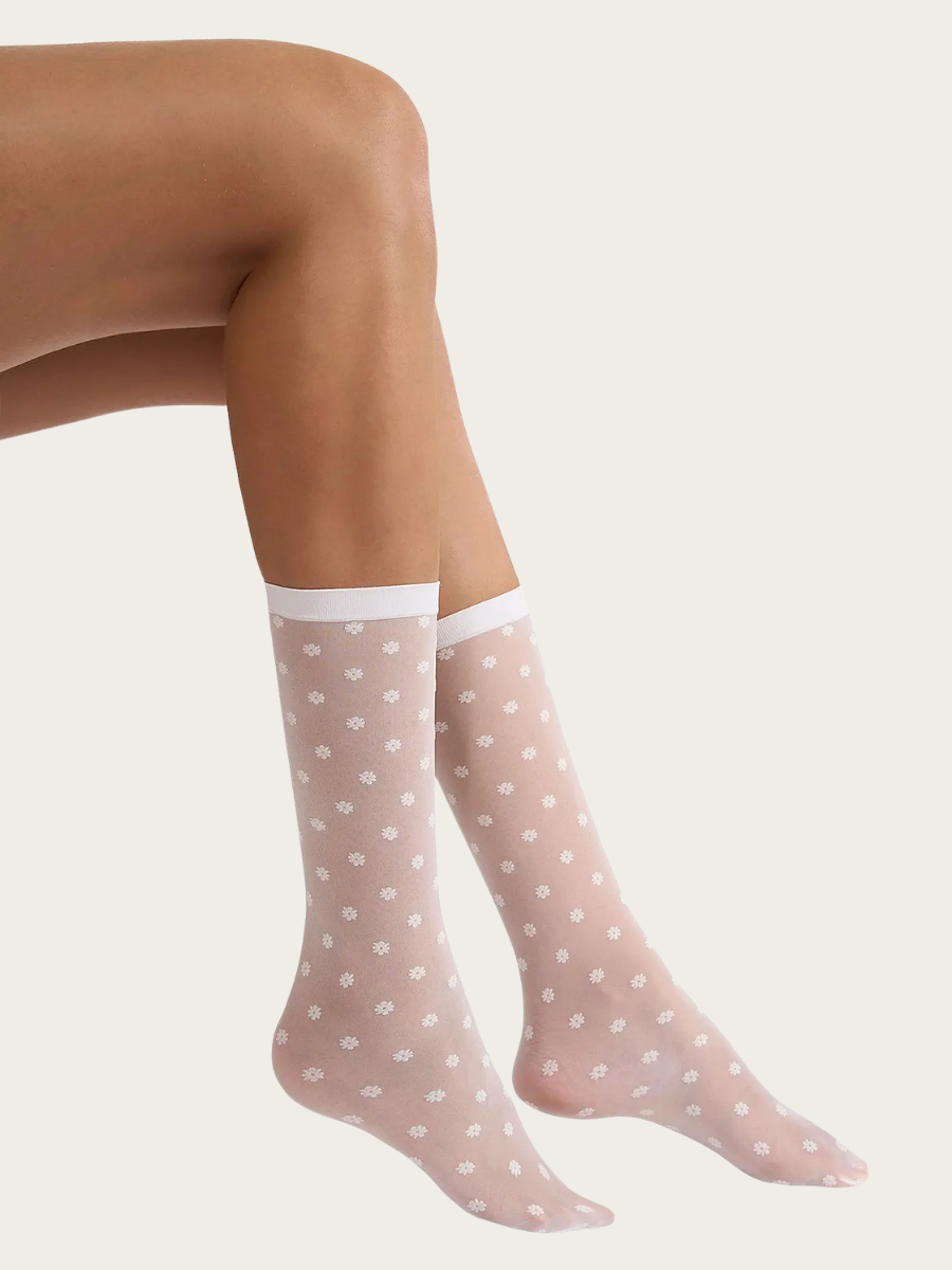 DAISY SOCKS, WHITE/WHITE