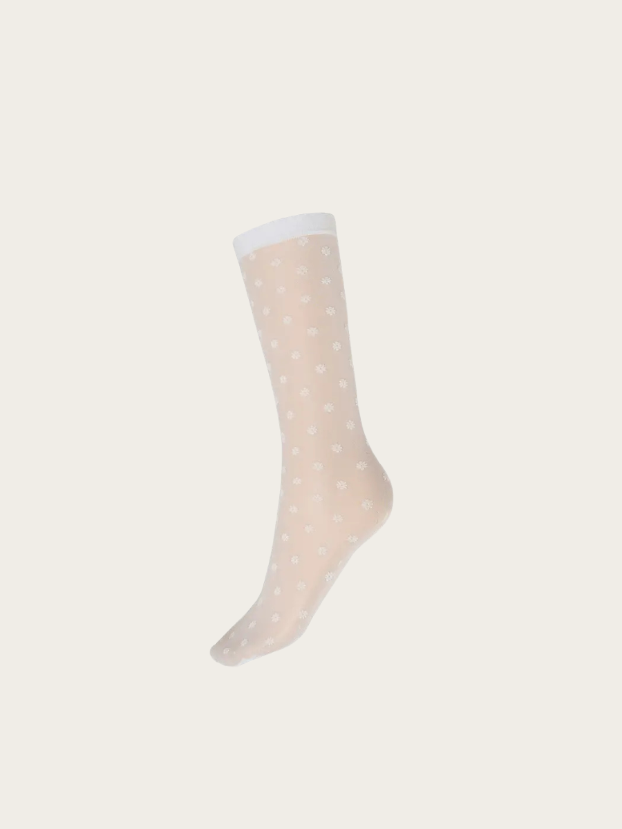 DAISY SOCKS, WHITE/WHITE