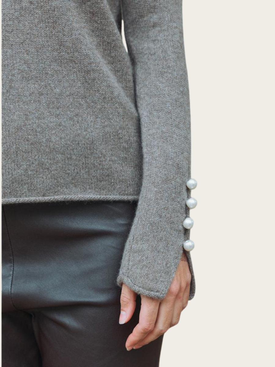 ABBELONE SIGNATURE BLOUSE, BROWNSTONE