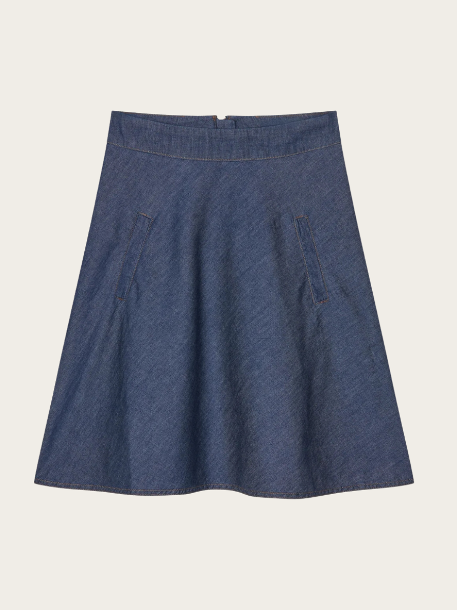 AIR DENIM STELLY SKIRT, MID BLUE DENIM