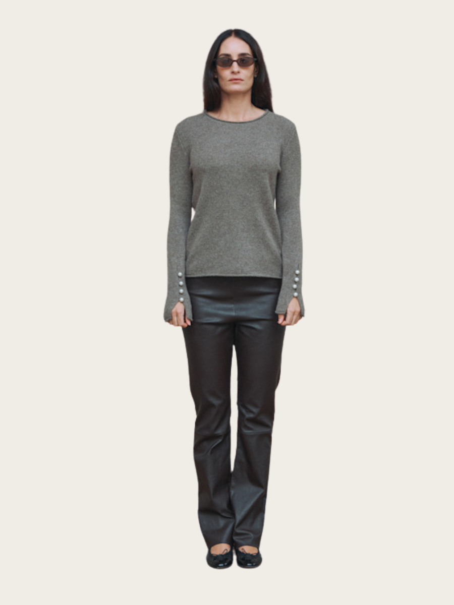 ABBELONE SIGNATURE BLOUSE, BROWNSTONE