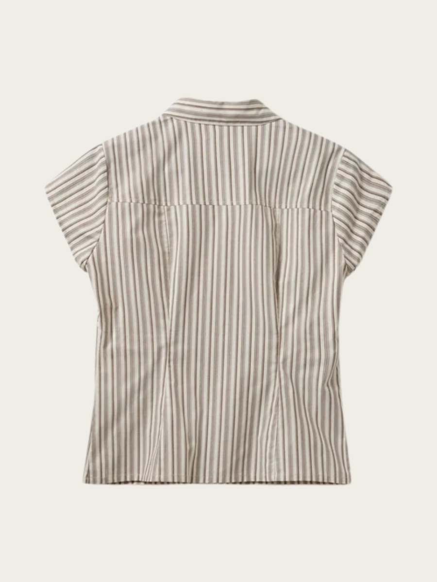 LILYAN FITTED SHIRT, LIGHT BROWN STRIPED