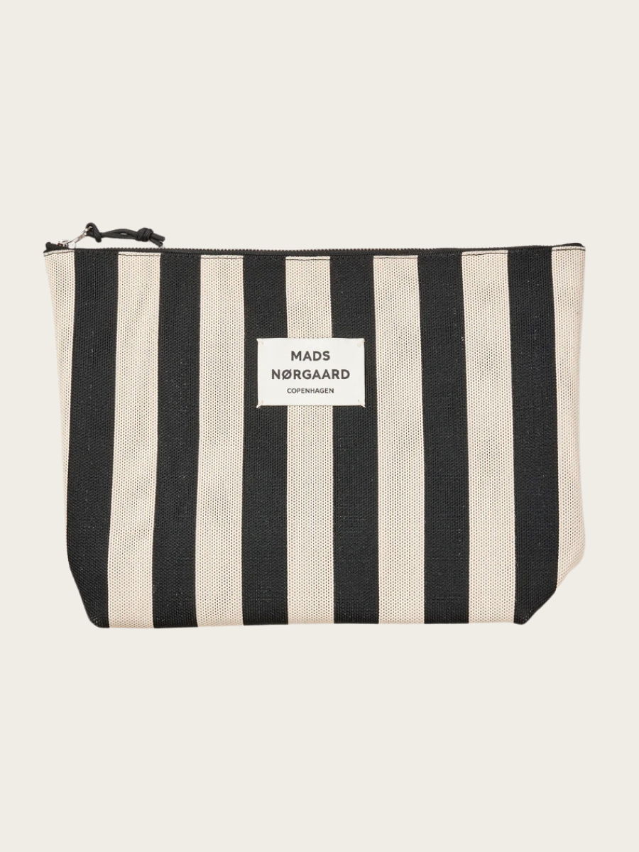 KNIT STRIPE HILDEN TOILETRY BAG, BLACK/WHITE