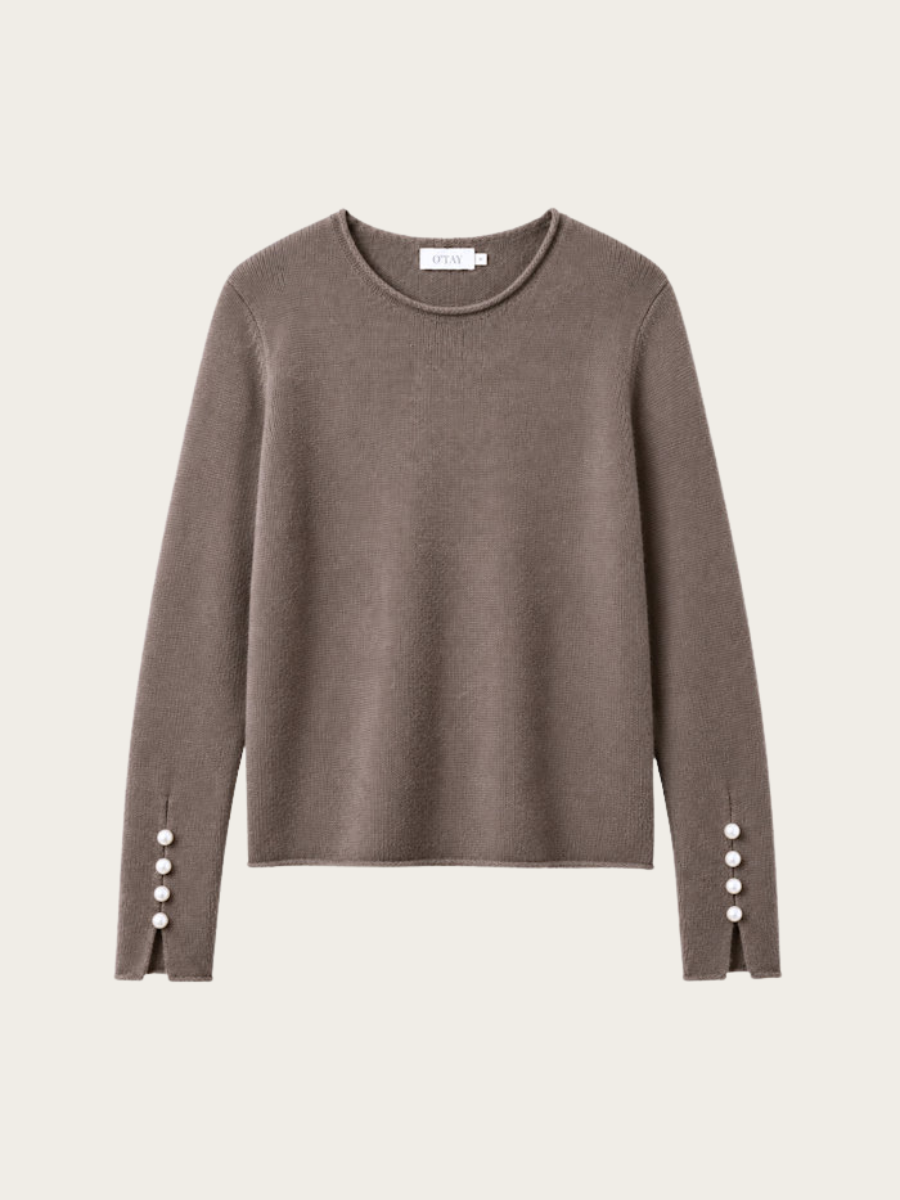 ABBELONE SIGNATURE BLOUSE, BROWNSTONE