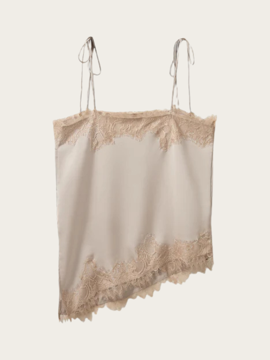 VIRA LACE DETAILED TOP, FEATHER GRAY