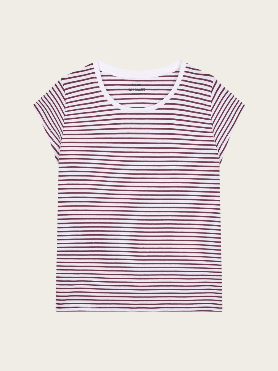 FINE JERSEY STRIPE TEASY TEE, BRILLIANT WHITE