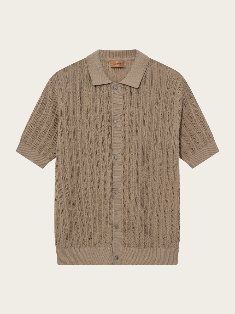 DARIO BUTTON SS POLO KNIT, DUNE