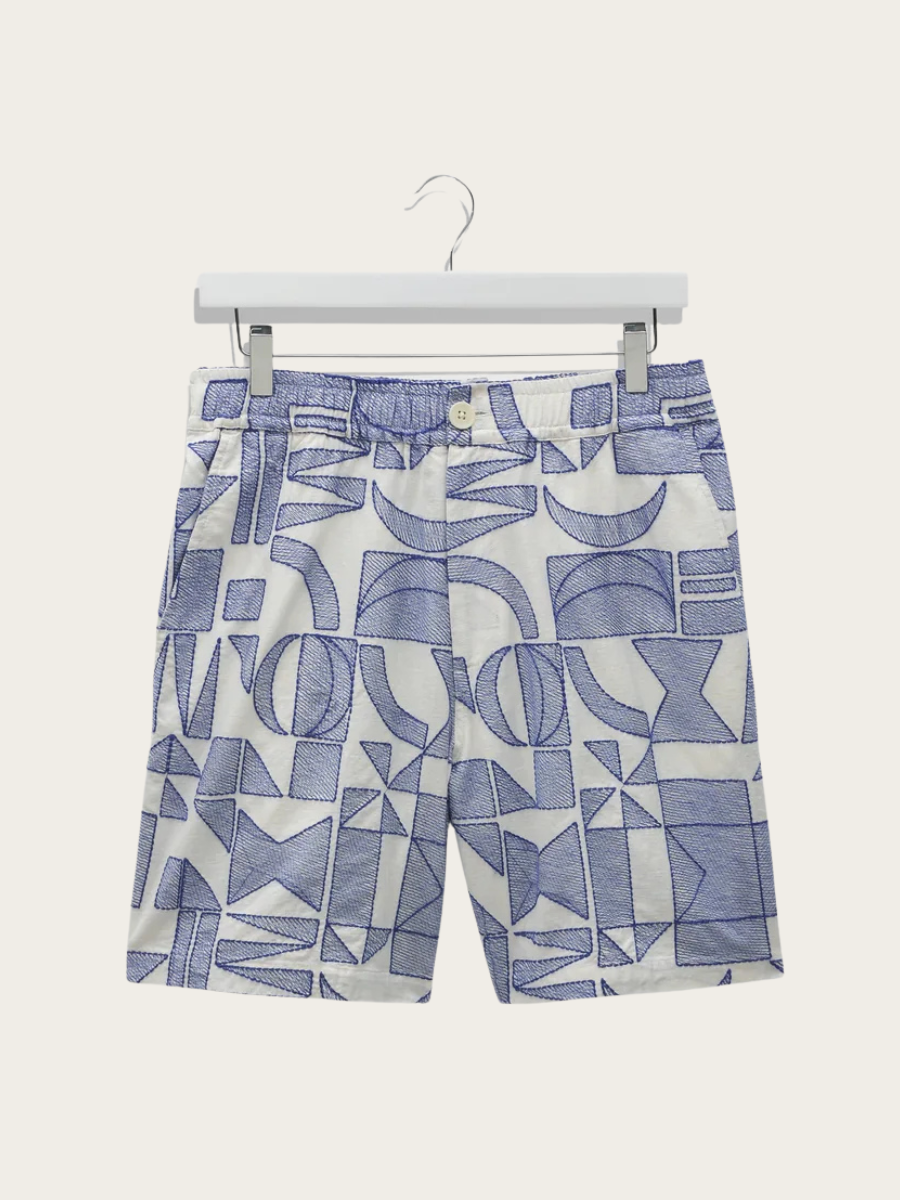 KURT SHORTS, ECRU/BLUE