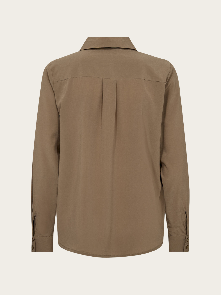 PERCY SILK SHIRT, LEAD BROWN