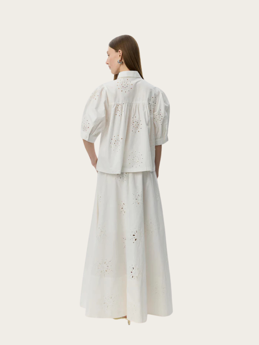ALESSIA BRODERIE ANGLAISE SHIRT, SNOW WHITE