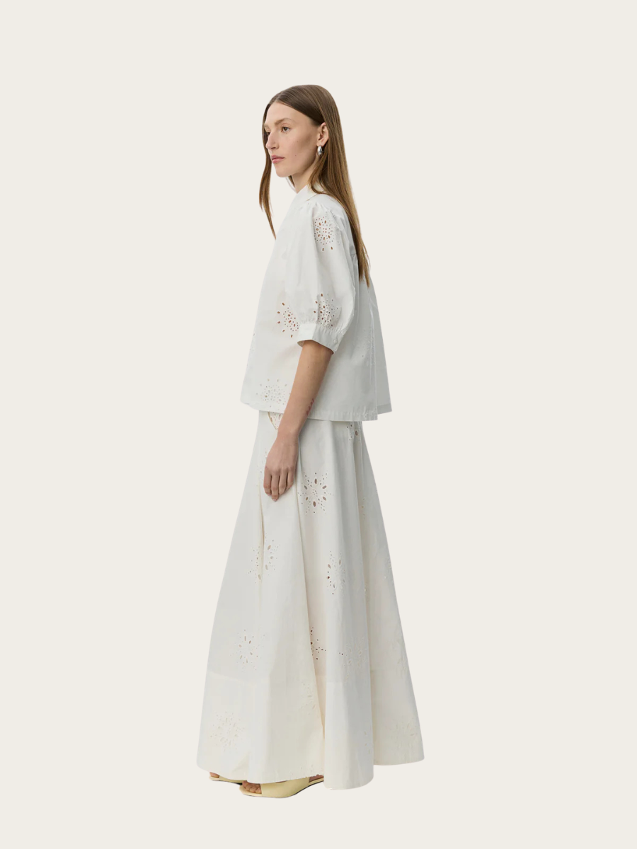 ALESSIA BRODERIE ANGLAISE SHIRT, SNOW WHITE