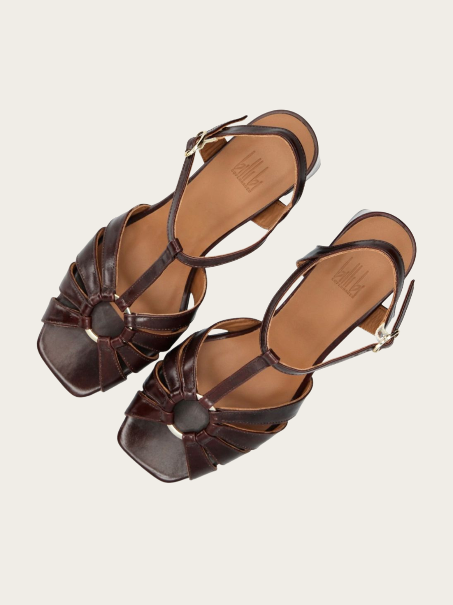 T.MORO SANDALS W/HEEL, ESPRESSO BROWN