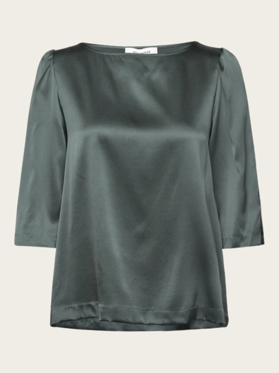 JADE SILK BOATNECK BLOUSE, BALSAM GREEN