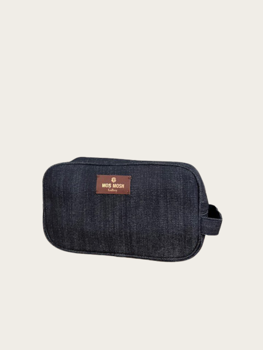 TOILETRY LOGO DENIM BAG, NAVY