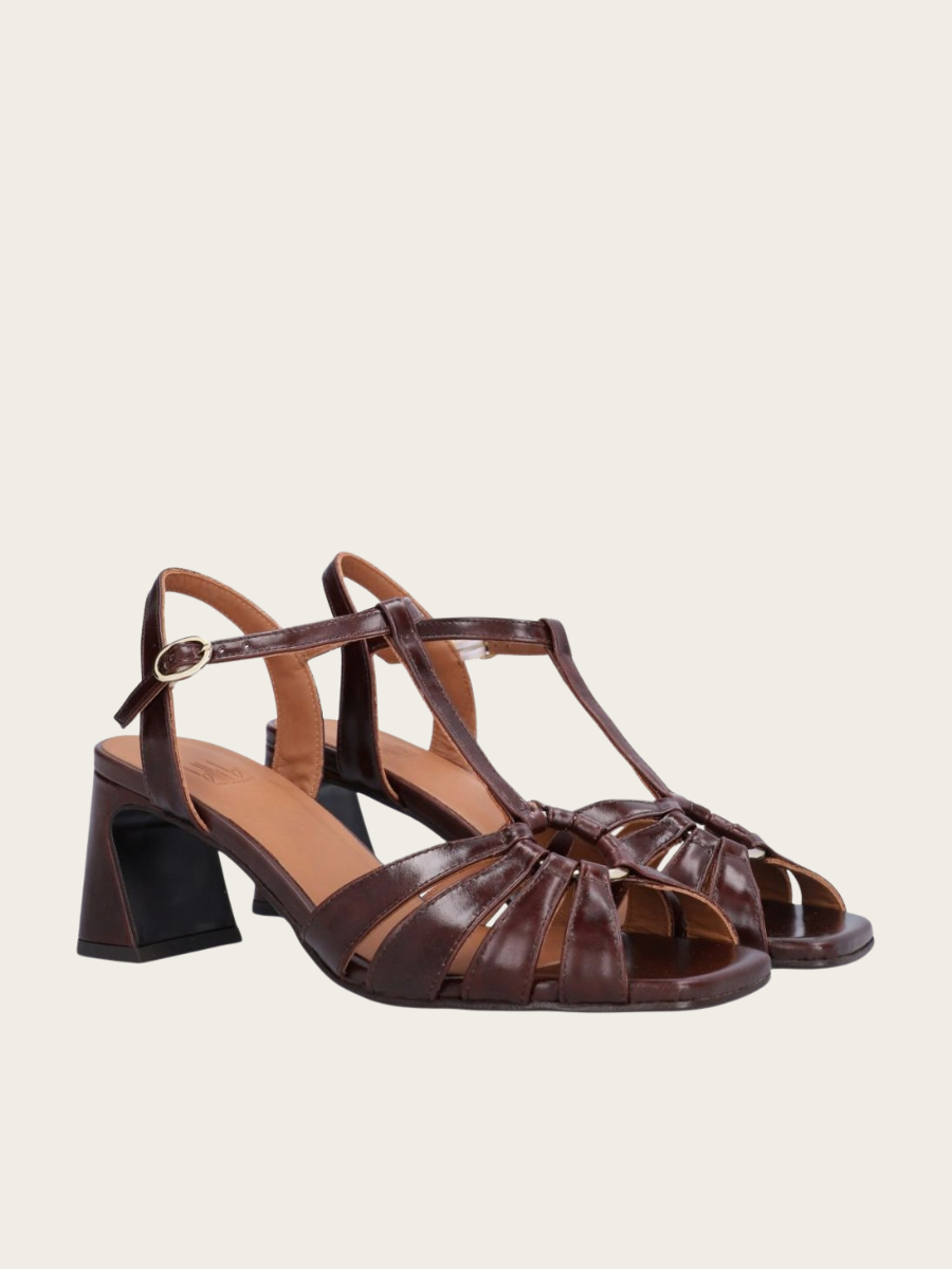 T.MORO SANDALS W/HEEL, ESPRESSO BROWN