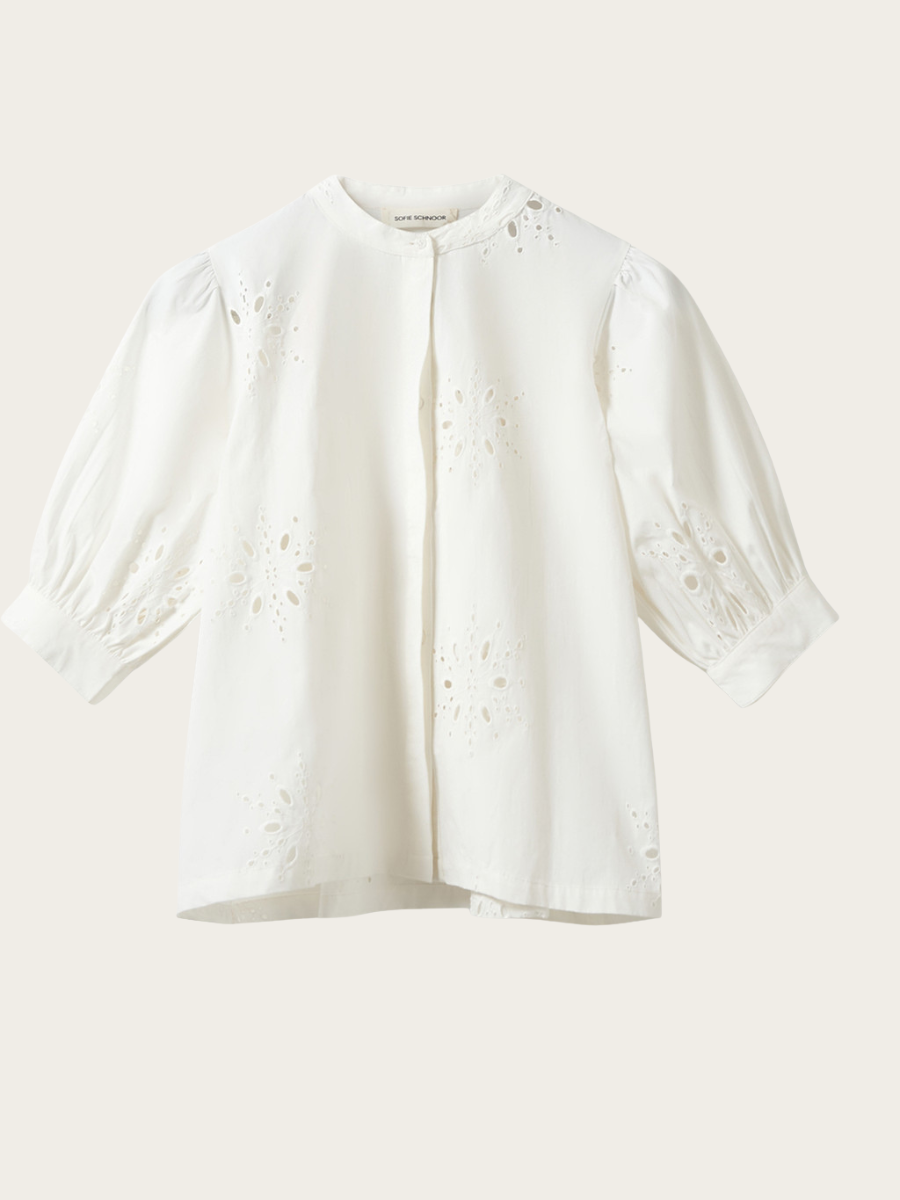 ALESSIA BRODERIE ANGLAISE SHIRT, SNOW WHITE