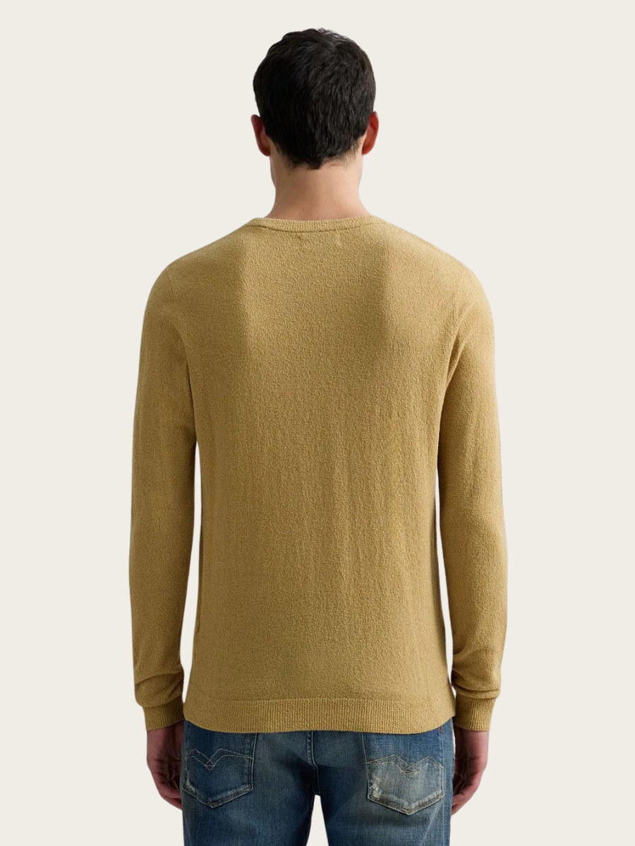 COTTON TERRY KNITTED SWEATER, DARK SAND