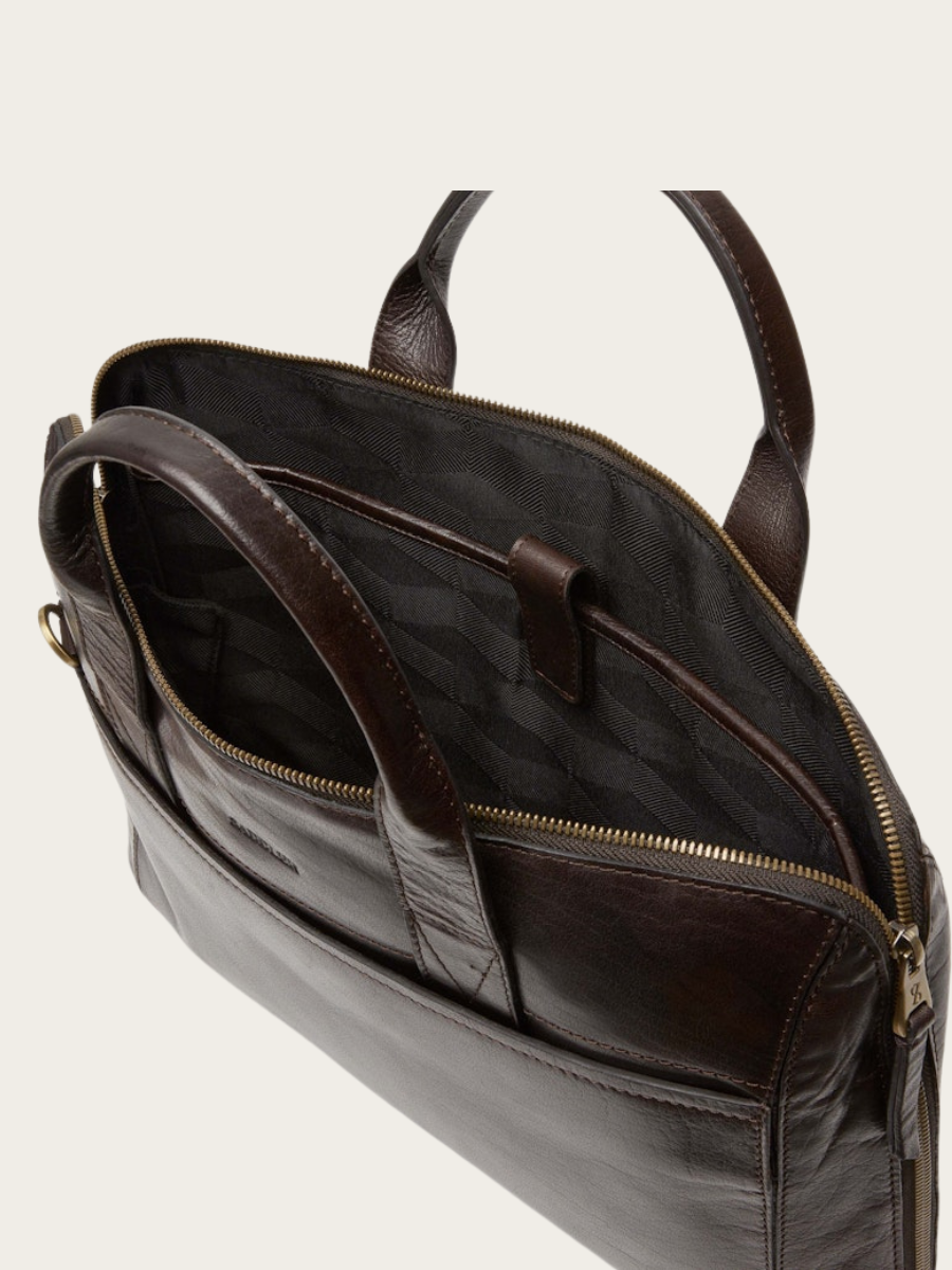 GUSTAV LAPTOP BAG, DARK BROWN