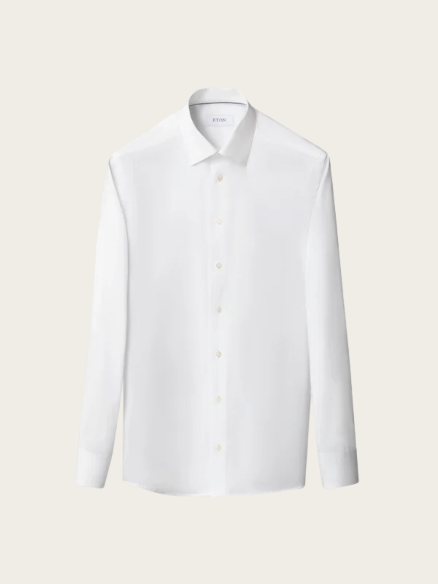 SIGNATURE TWILL BUTTON UNDER SHIRT, WHITE