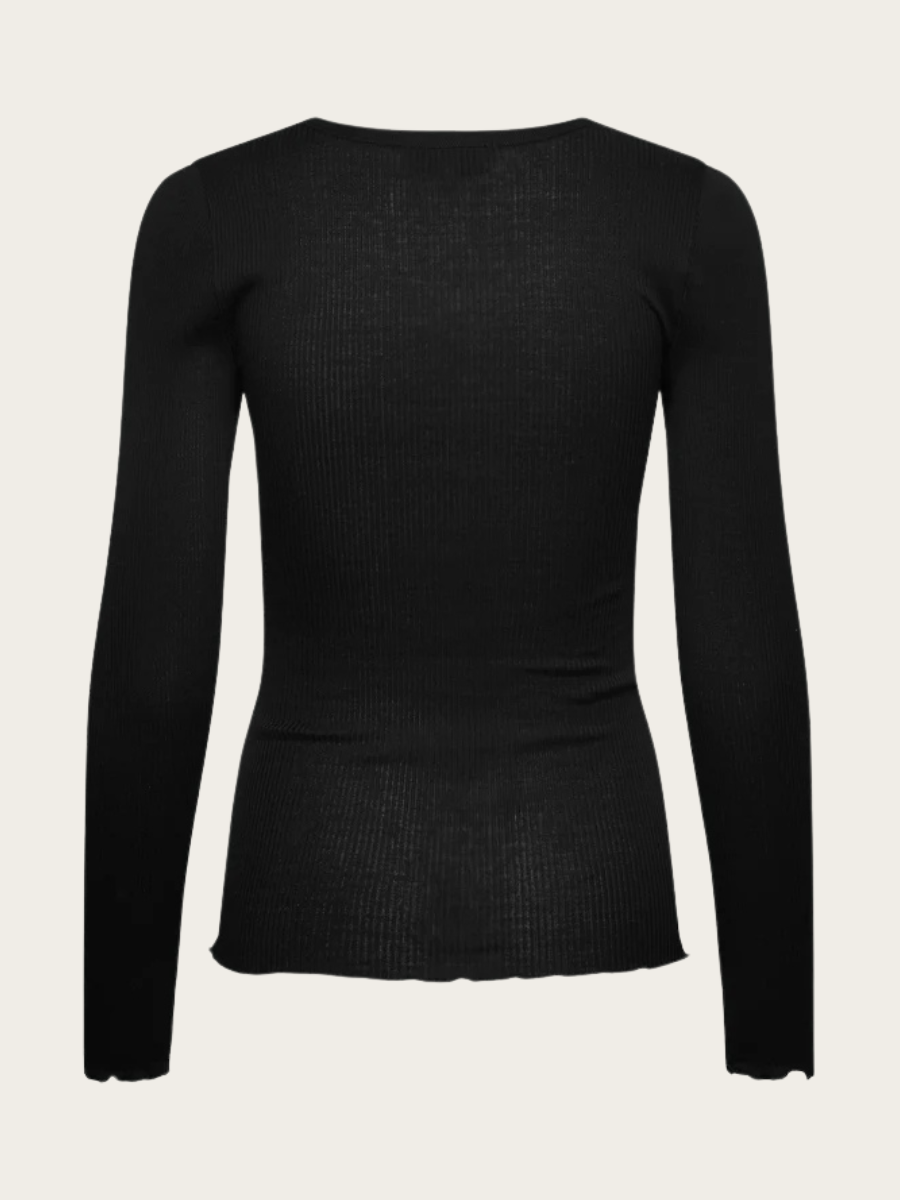 BALTA MODAL LS PLACKET T-SHIRT, BLACK