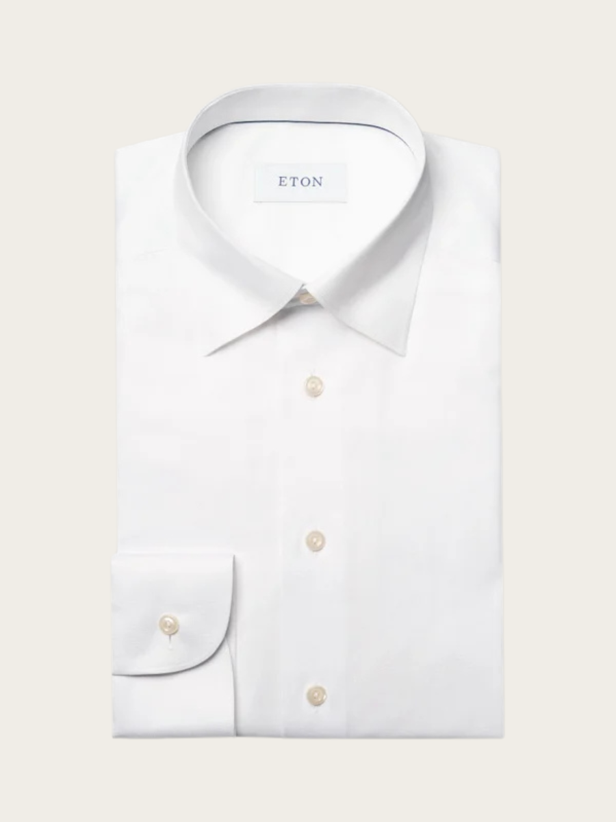 SIGNATURE TWILL BUTTON UNDER SHIRT, WHITE