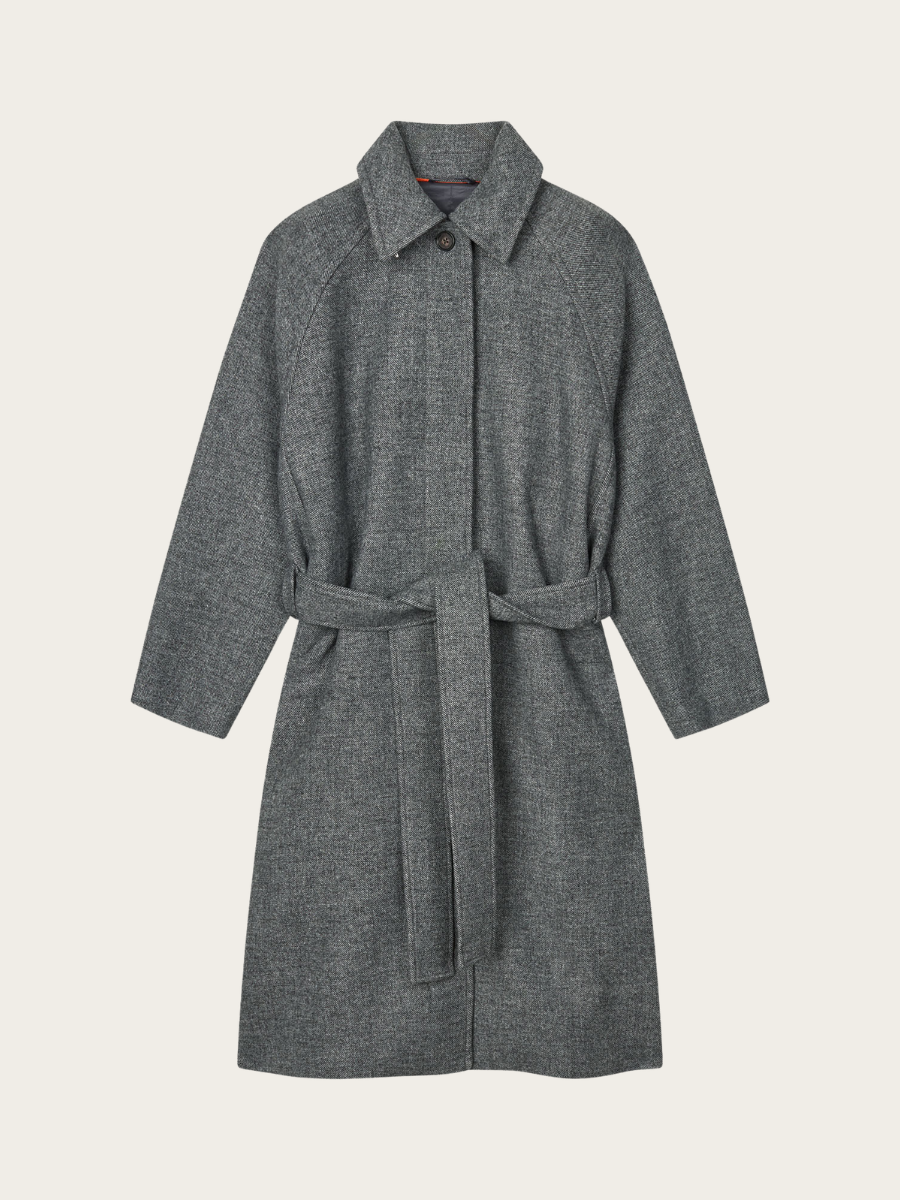 BOND WOOL INGEBORG COAT, DARK GREY MELANGE