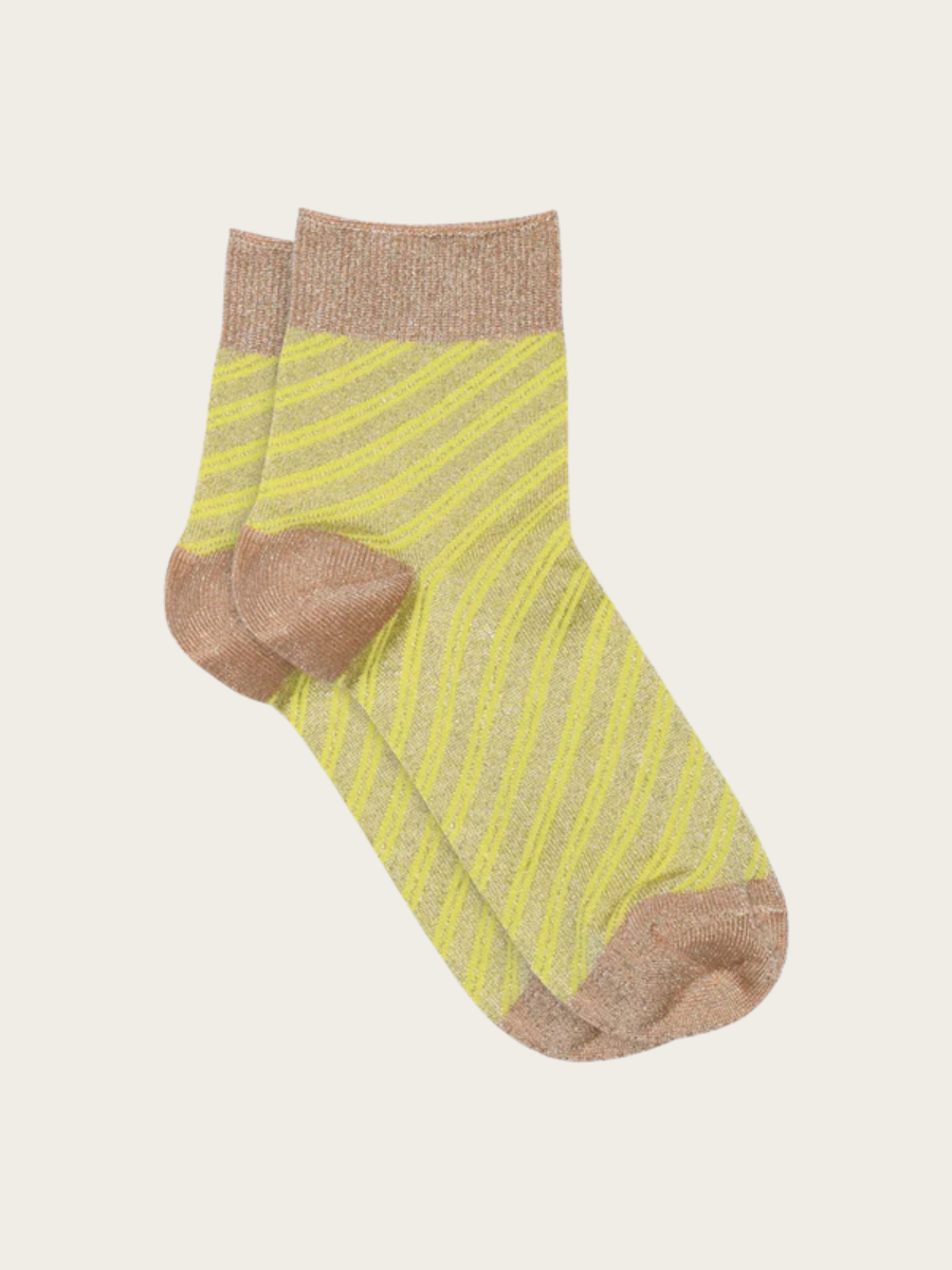 ELISA GLITTER SHORT SOCKS, CELERY GREEN