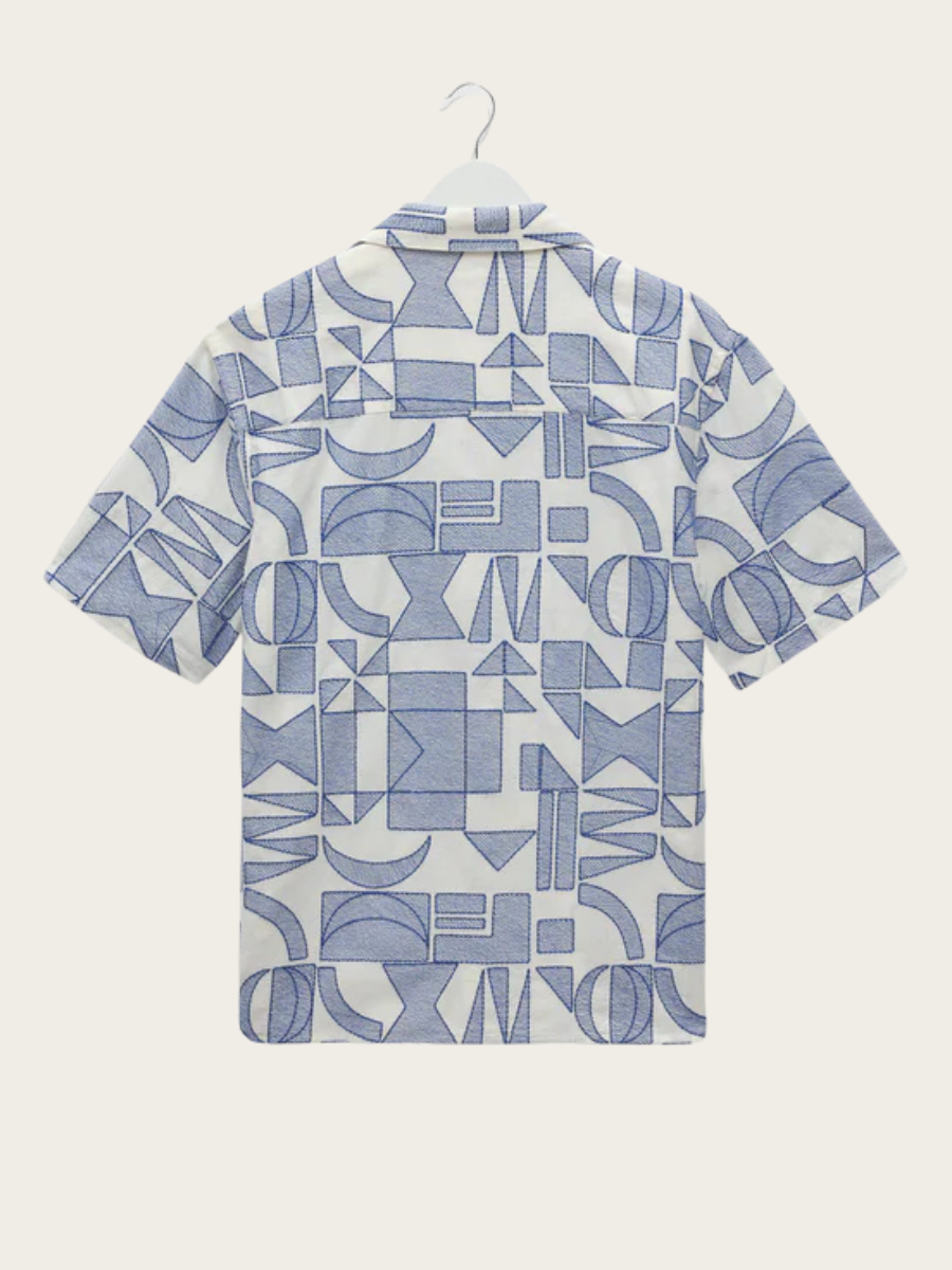 DIDCOT SS SHIRT, ECRU/BLUE