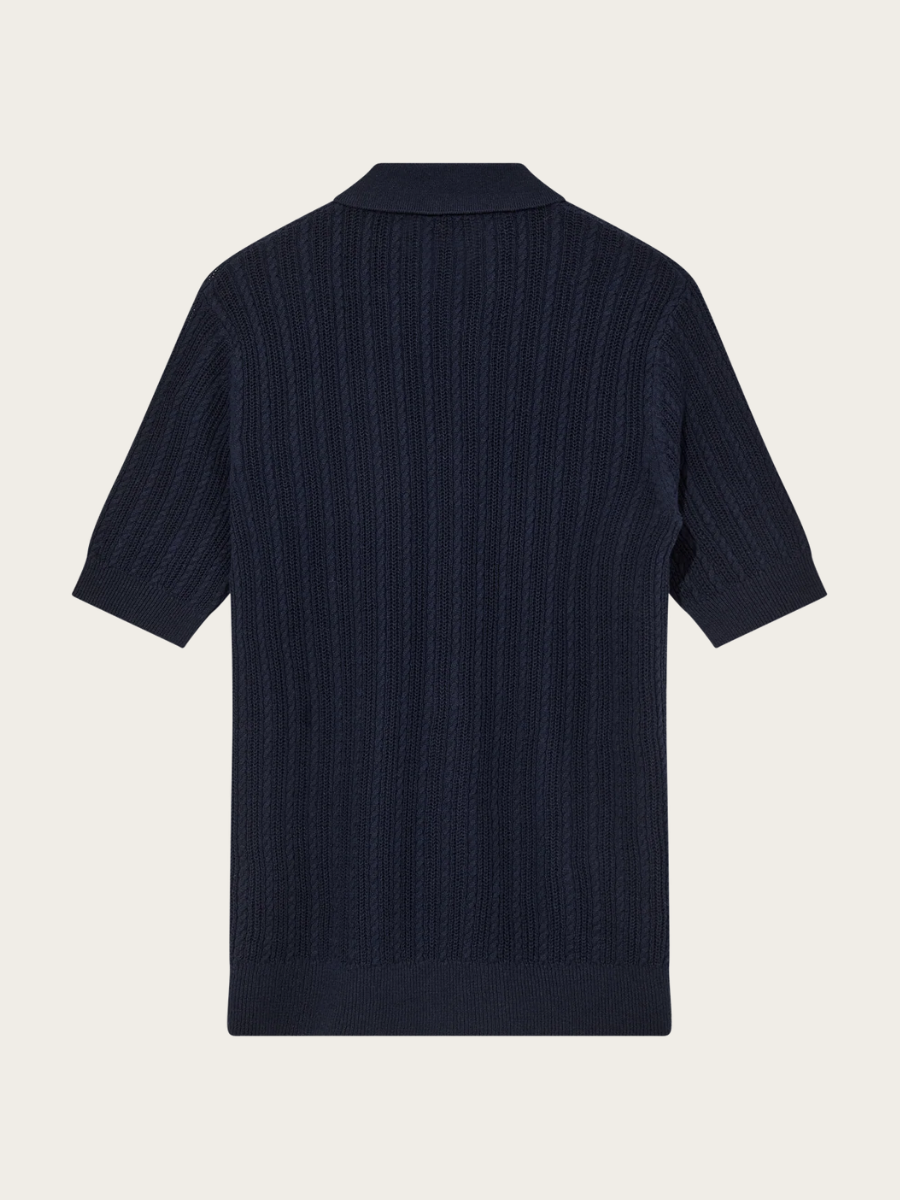 DARIO BUTTON SS POLO KNIT, ESTATE BLUE
