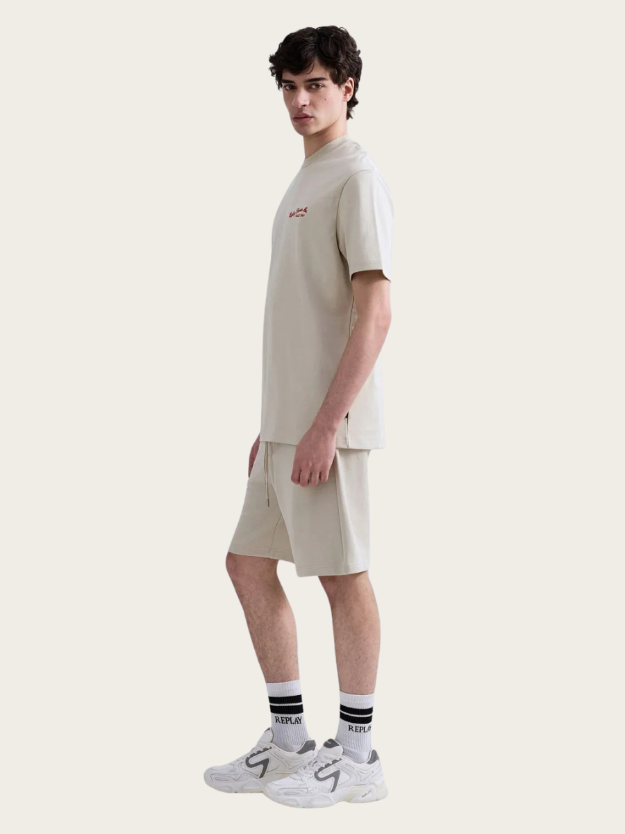 COTTON T-SHIRT W/LETTERING, SAND