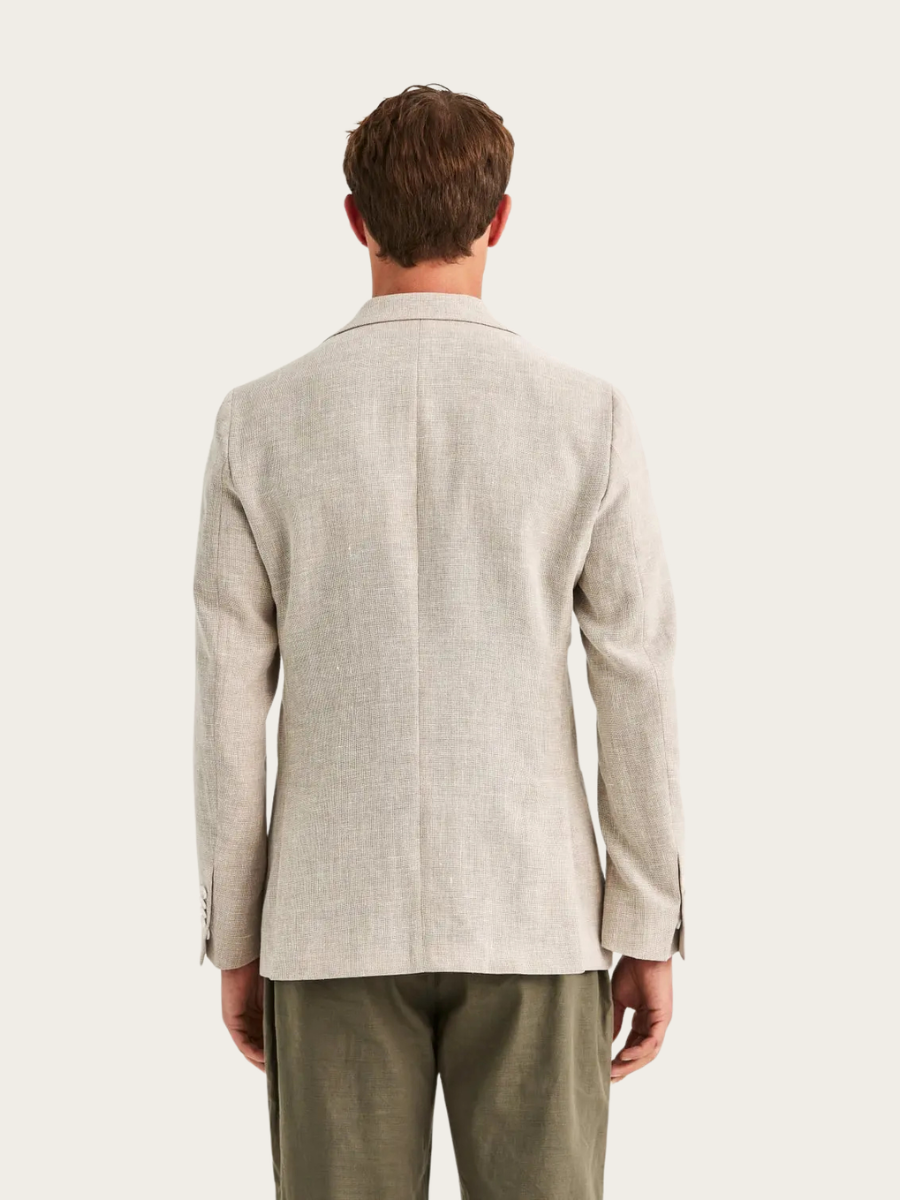 LINEN WOOL HOPSACK BLAZER, KHAKI