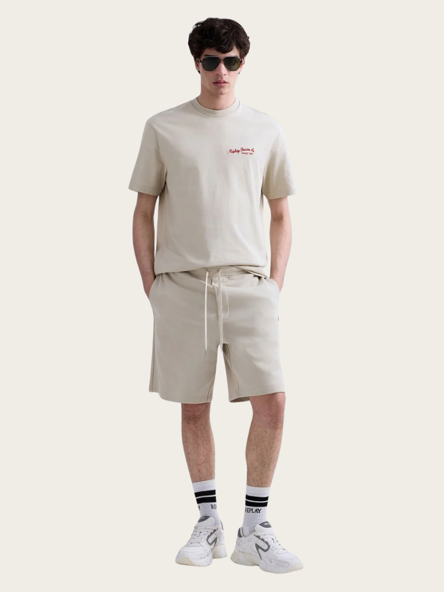 COTTON T-SHIRT W/LETTERING, SAND